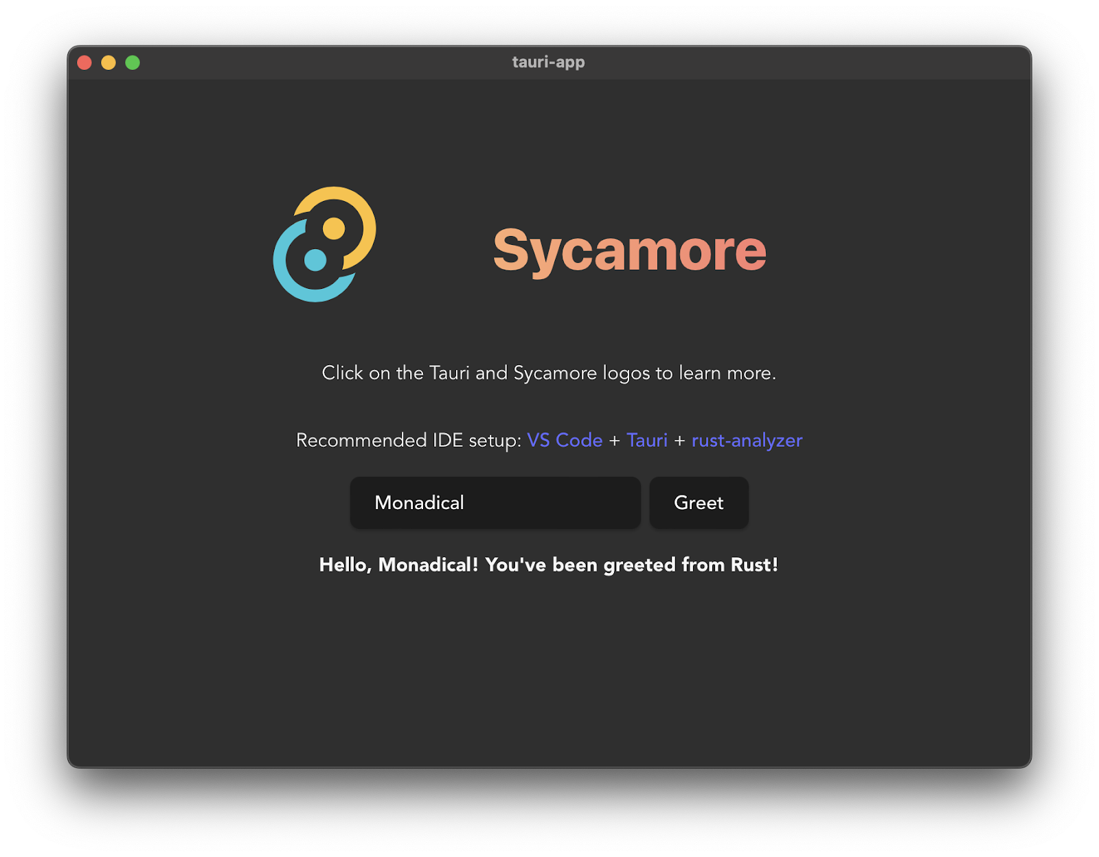 Sycamore example UI screenshot