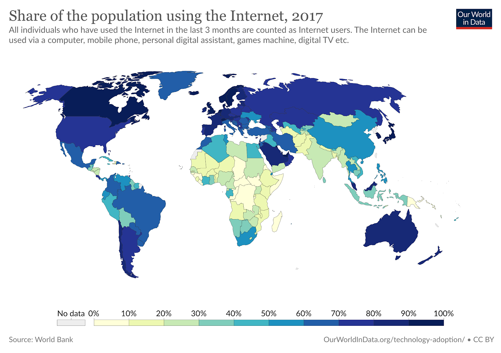 internet usage world map